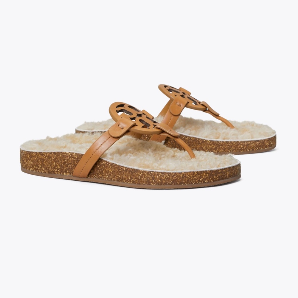 NWT! Tory Burch Miller Cloud Shearling Sandals w/box and dust bag